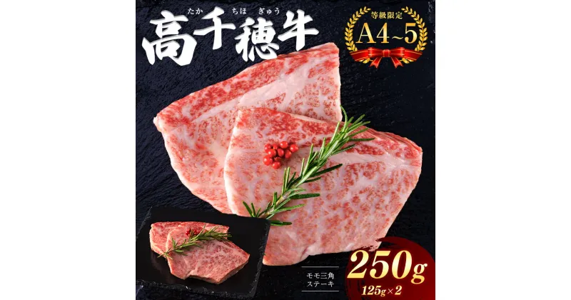 【ふるさと納税】 高千穂牛 モモ三角ステーキ用 約250g | A4 ~ A5 等級 限定　希少部位 宮崎牛 地域限定肥育 黒毛和牛 牛肉 肉 にく 国産 ブランド牛 ステーキ モモ 内閣総理大臣賞受賞 宮崎県 西臼杵 高千穂 五ヶ瀬町