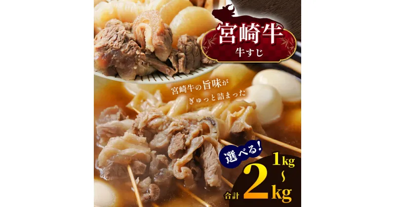 【ふるさと納税】 選べる！宮崎牛 牛すじ 1kg or 牛すじ 2kg | 宮崎牛 A4 ~ A5等級 以上 黒毛和牛 牛肉 肉 にく 国産 ブランド牛 カレー おでん 煮込み料理 6千円 6,000円 ～内閣総理大臣賞 受賞 宮崎県 五ヶ瀬町