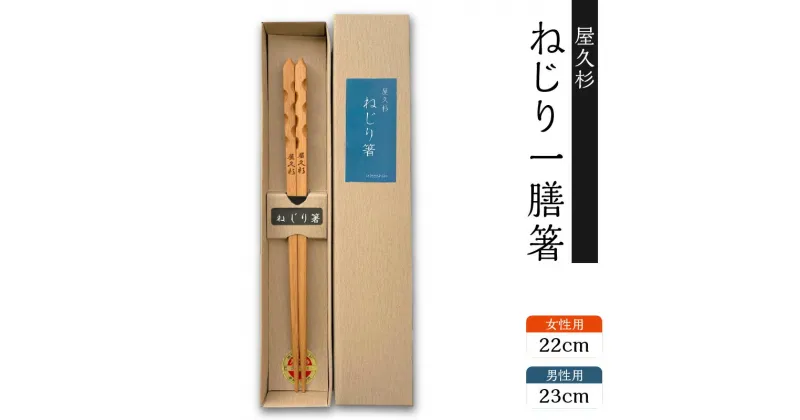 【ふるさと納税】ねじり一膳箸 一膳 屋久杉 【 サイズが選べる 】 女性用 22cm 男性用 23cm 一組 世界遺産 食器 おしゃれ 国産 日本製 木の香り 木の温もり セレクト ギフト プレゼント おすすめ お祝い 記念品 箸 長寿箸 幸せの箸 鹿児島市 送料無料