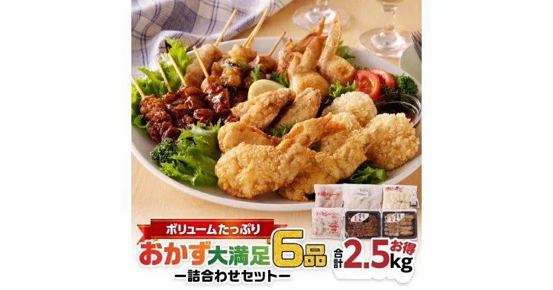 【ふるさと納税】【お得合計2.5kg】ボリューム たっぷり おかず 大満足 6品 詰合わせ セット 送料無料 送料込 鹿児島市 九州 お取り寄せ グルメ 特産品 地域の品 お礼の品 お土産 贈り物 プレゼント ギフト 焼き鳥 揚げ物 手羽先 餃子