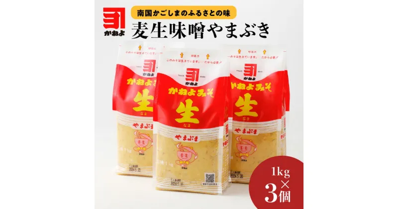 【ふるさと納税】「 かねよみそしょうゆ 」麦生味噌やまぶき 1kg × 3 送料無料 セット 味噌 麦みそ 麦生味噌 やまぶき かねよ醤油 鹿児島市 土産 贈り物 プレゼント ギフト 贈答 お歳暮 Z