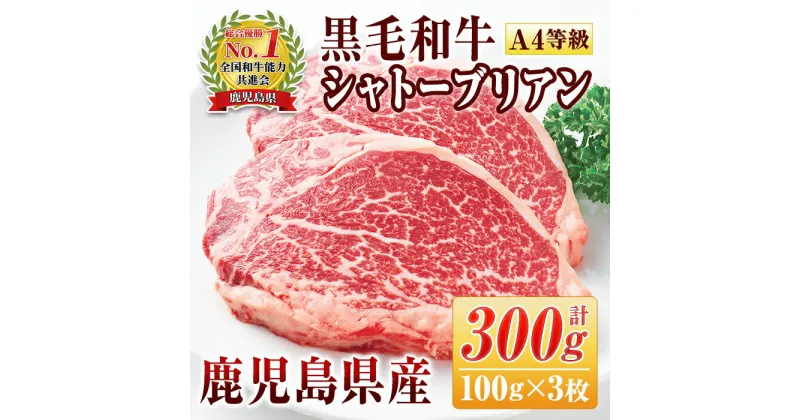 【ふるさと納税】＜A4等級＞鹿児島県産黒毛和牛シャトーブリアン(計300g・100g×3枚)ヒレの中でもさらに希少な部位！やわらかい赤身！豊かな香りとジューシーな甘みをご堪能ください【財宝】