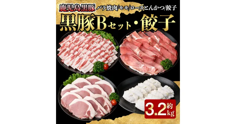 【ふるさと納税】鹿児島黒豚Bセット＋ギョーザ(計3kg+ギョーザ12個・バラ焼肉1kg、モモ1kg、とんかつ用1kg)自家農場で育てた自慢の豚肉をお届け【和田養豚】