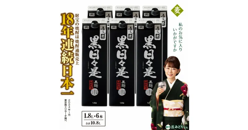 【ふるさと納税】 焼酎 日々是 麦 紙パック6本 セット 1.8L 25度 温泉水 を割水に使用 ギフト 贈り物 プレゼント 鹿児島県【財宝】