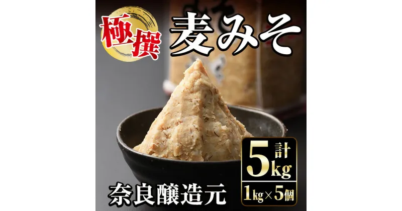 【ふるさと納税】極撰麦みそセット(1kg×5個・計5kg) 味噌 みそ 麦みそ 保存料不使用 着色料不使用 味噌汁 みそ汁 安心安全 【奈良醸造元】