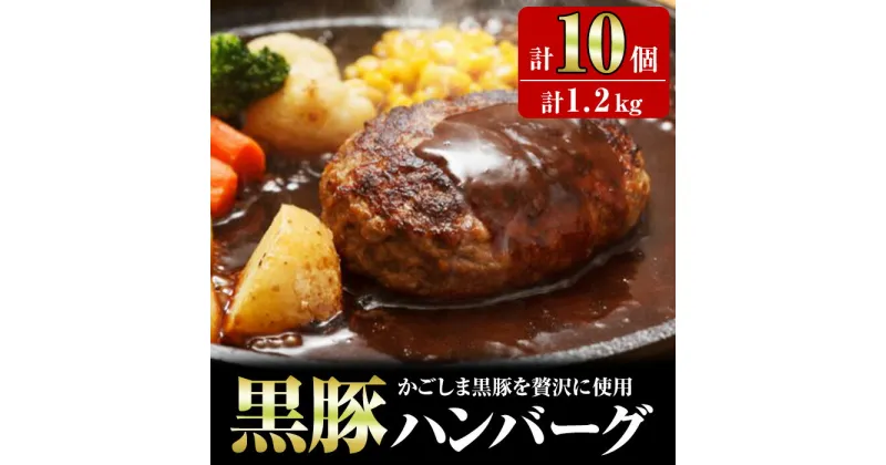 【ふるさと納税】かごしま黒豚ハンバーグ(120g×10個・計1.2kg) 鹿児島 ハンバーグ 手ごねハンバーグ 冷凍ハンバーグ 手ごね 黒豚 肉 豚 豚肉 総菜 おかず 冷凍 個包装 小分け【岡村商店】