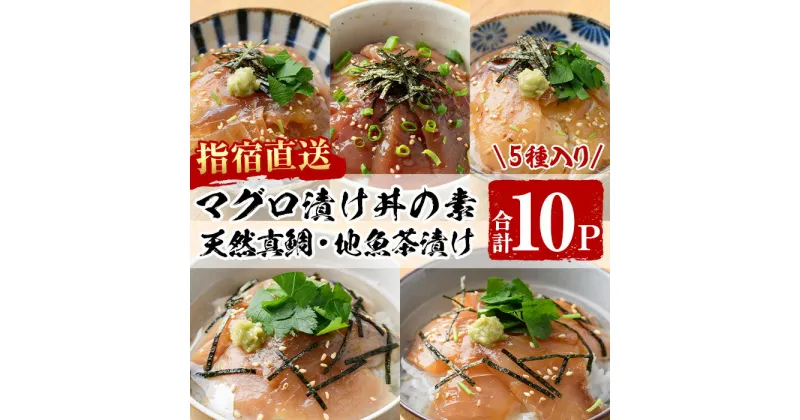 【ふるさと納税】指宿直送便！マグロ漬け丼と天然真鯛・地魚茶漬けセット(合計10P・各2P×5種類・お魚醤油1P付き) 鹿児島 鮪 キハダマグロ タイ 鯛 漬け まぐろ 海鮮 海産物 魚介 魚 海鮮 丼 簡単調理 お手軽 小分け パック セット 冷凍 国産【指宿山川水産合同会社】